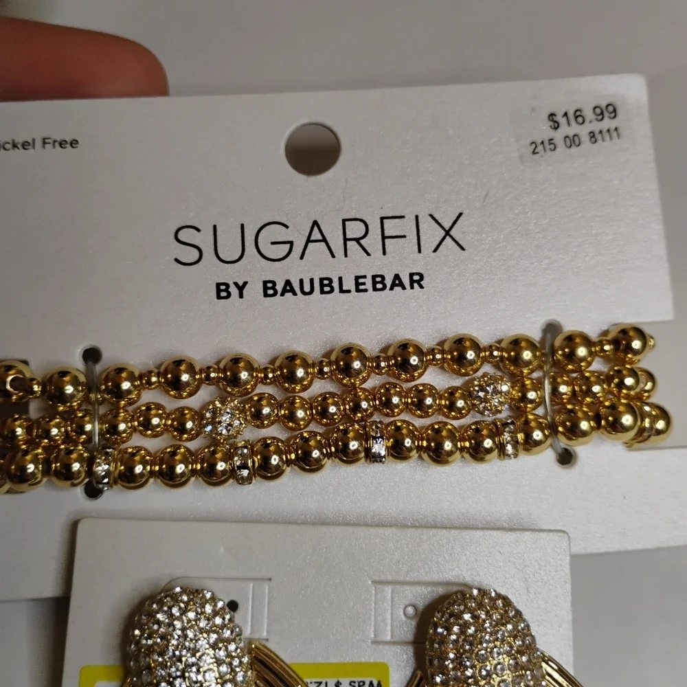 Sugar Fix by Baublebar Gold‎ Tone Rhinestone Earring & Bracelet Set